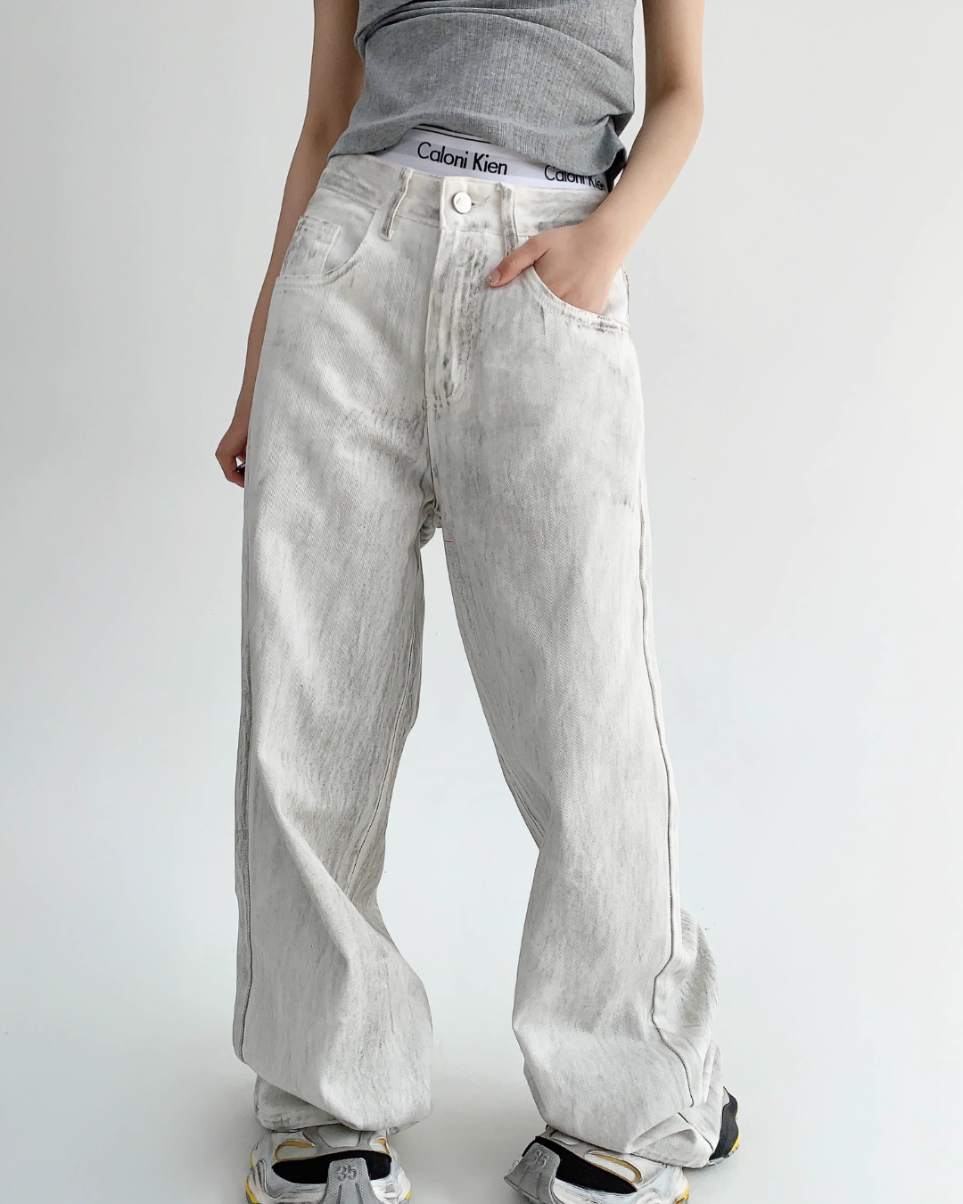 Old White Denim Pants YLS0151