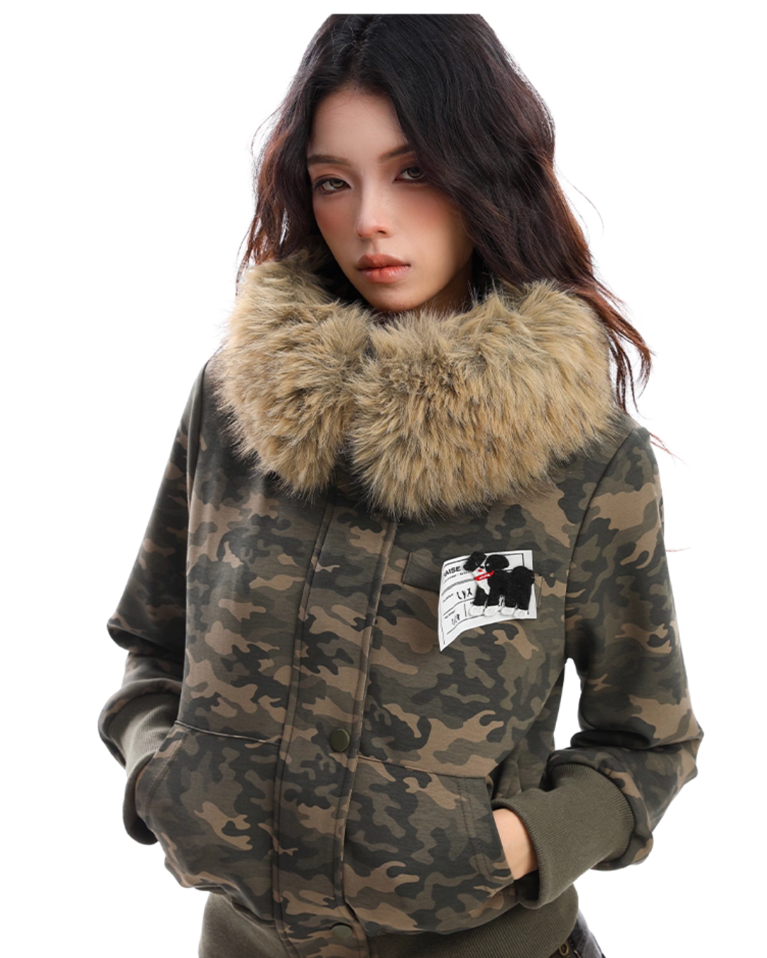 Fur Hood Camouflage Jacket BGS0016