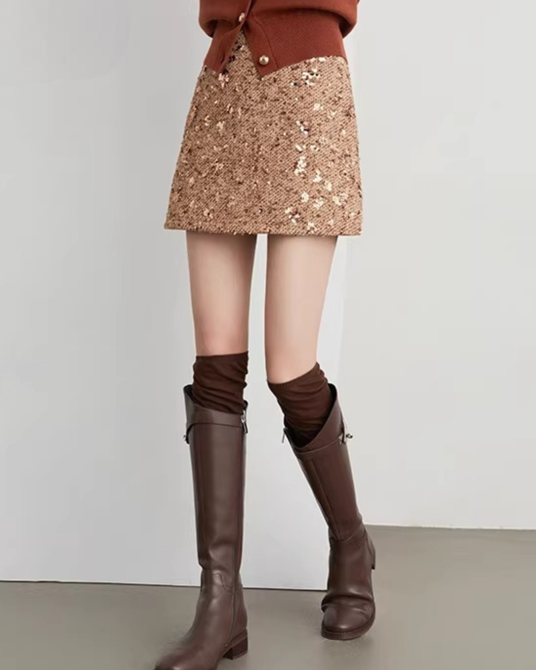 Champagne Tweed Mini Skirt DPY0077