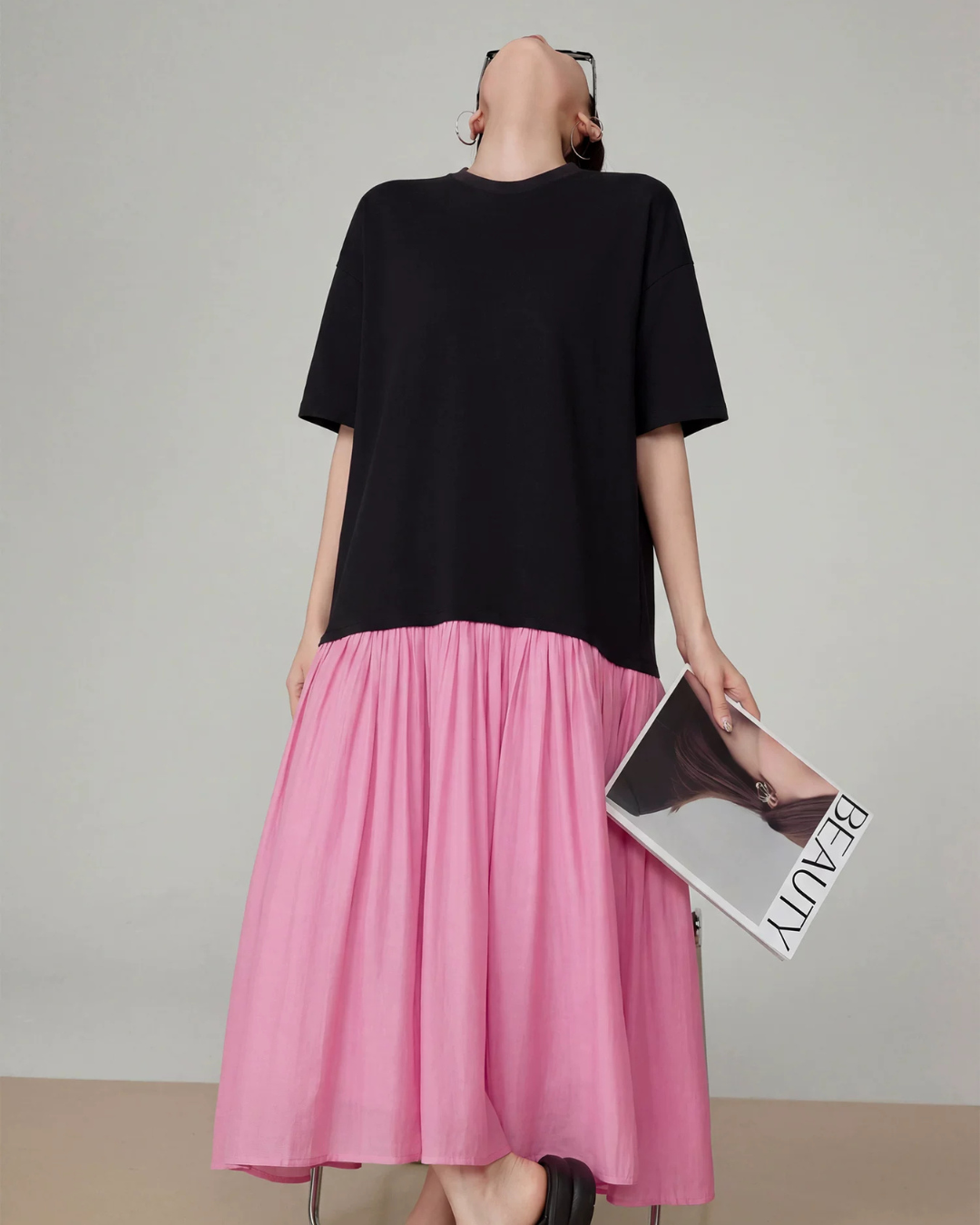 Mixed Material Docking Dress FER0313