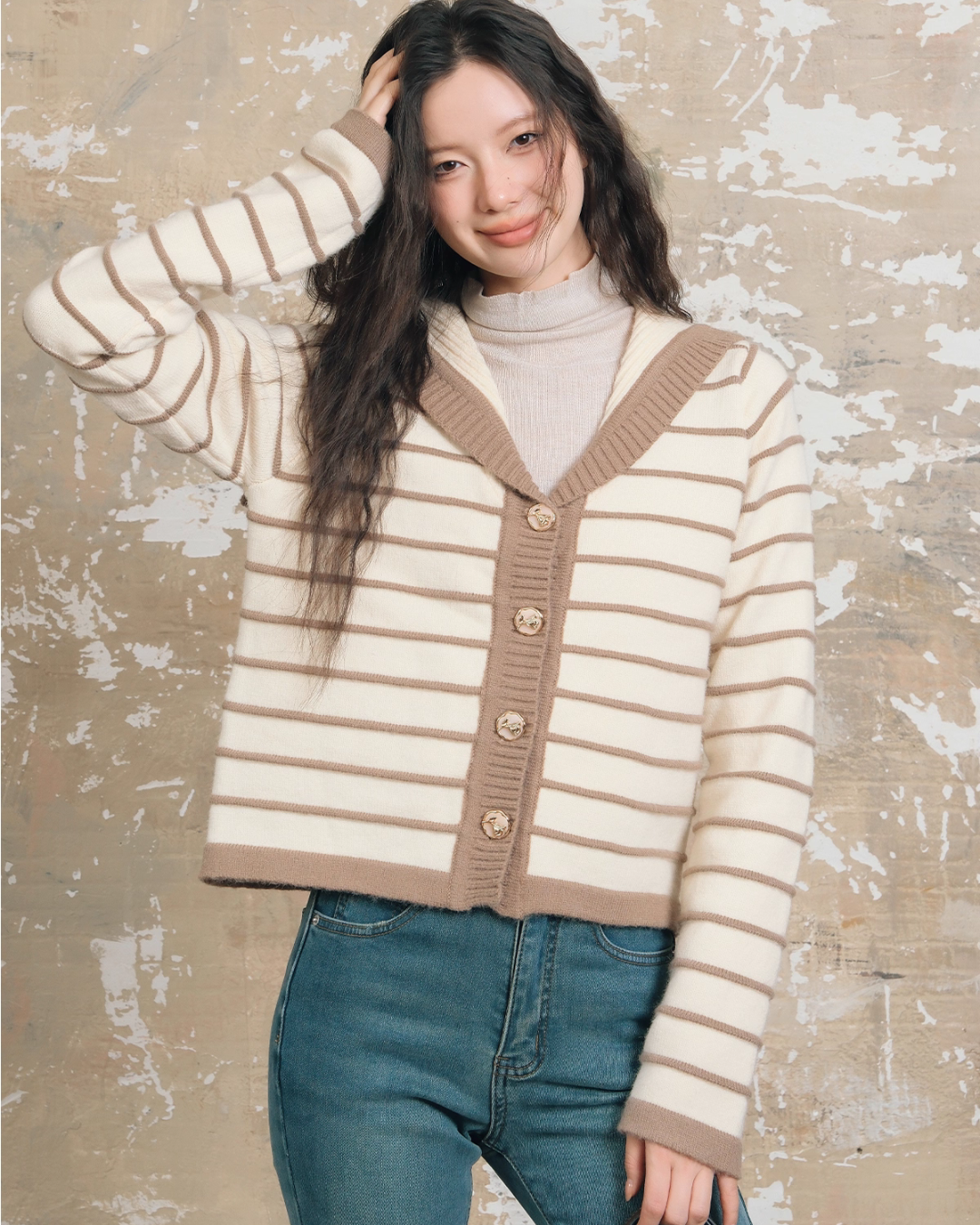 Stripe Retro Collar Knit ASG0054