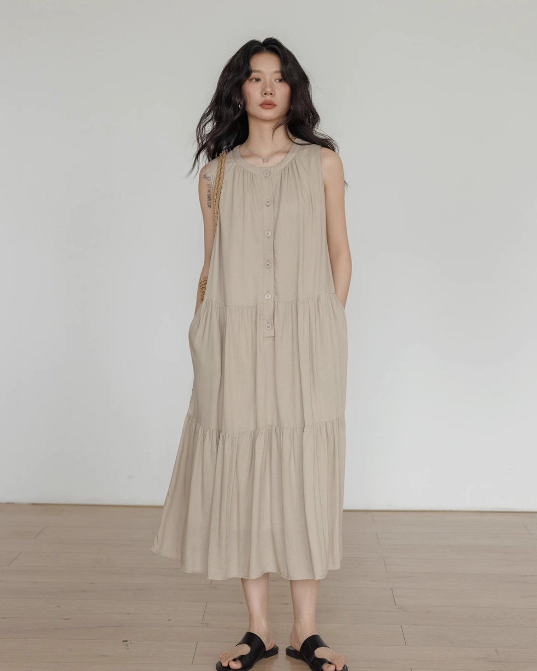 Tiered Gathered Long Dress VAS0119