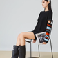 Black Striped Patchwork Knit FER0033