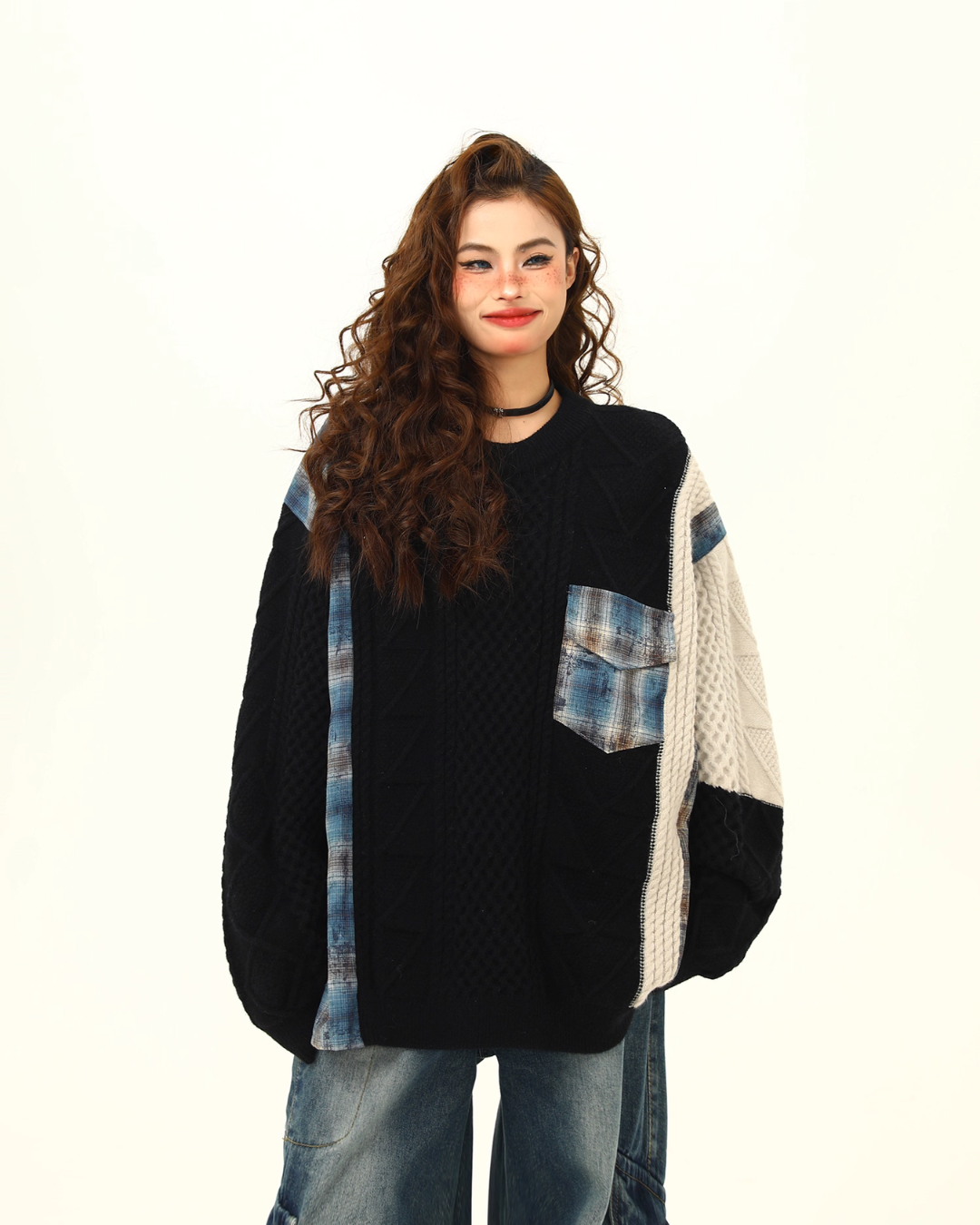 Street Patchwork Design Knit WDZ0041