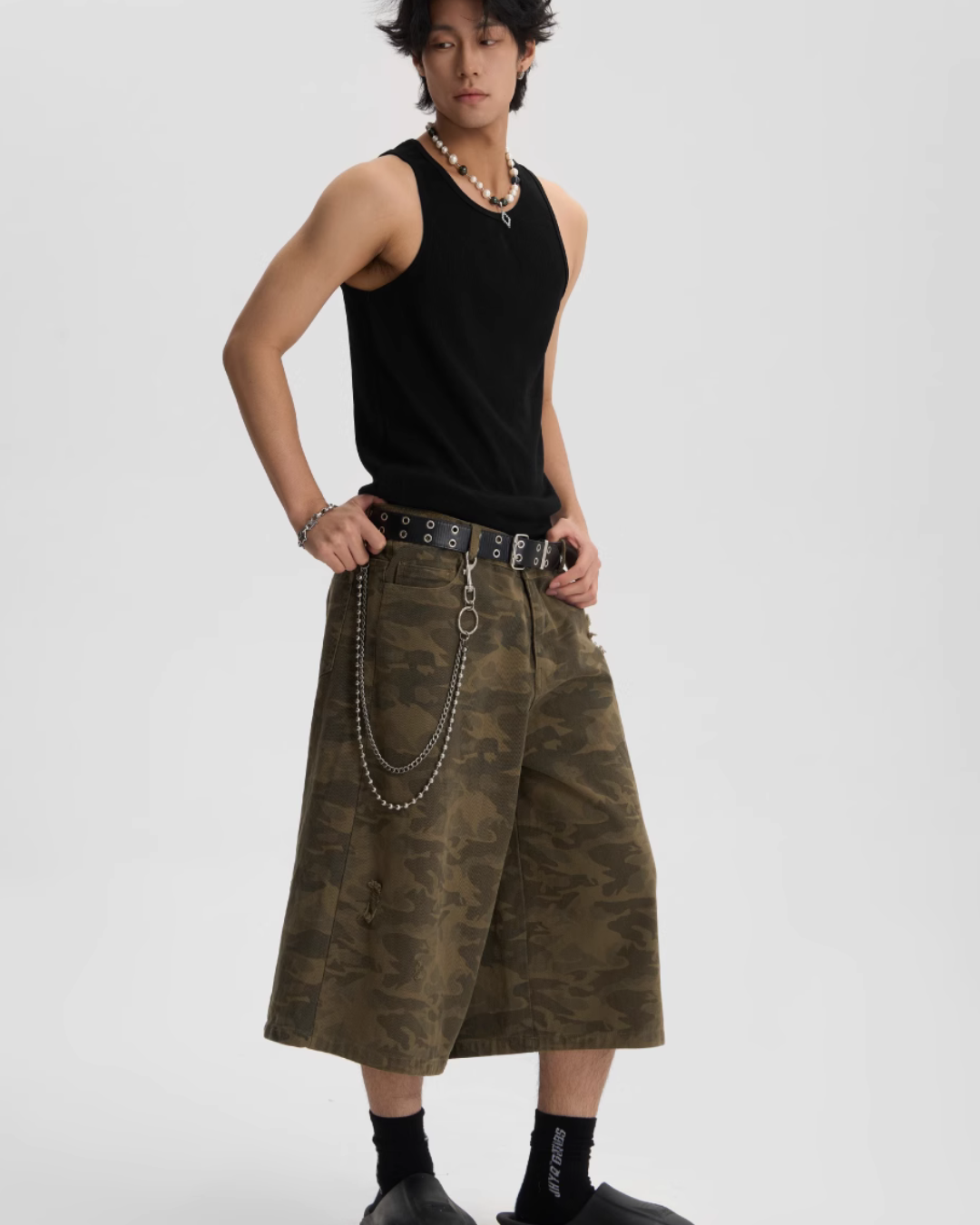 Retro Camouflage Cargo Cropped Shorts JHQ0006