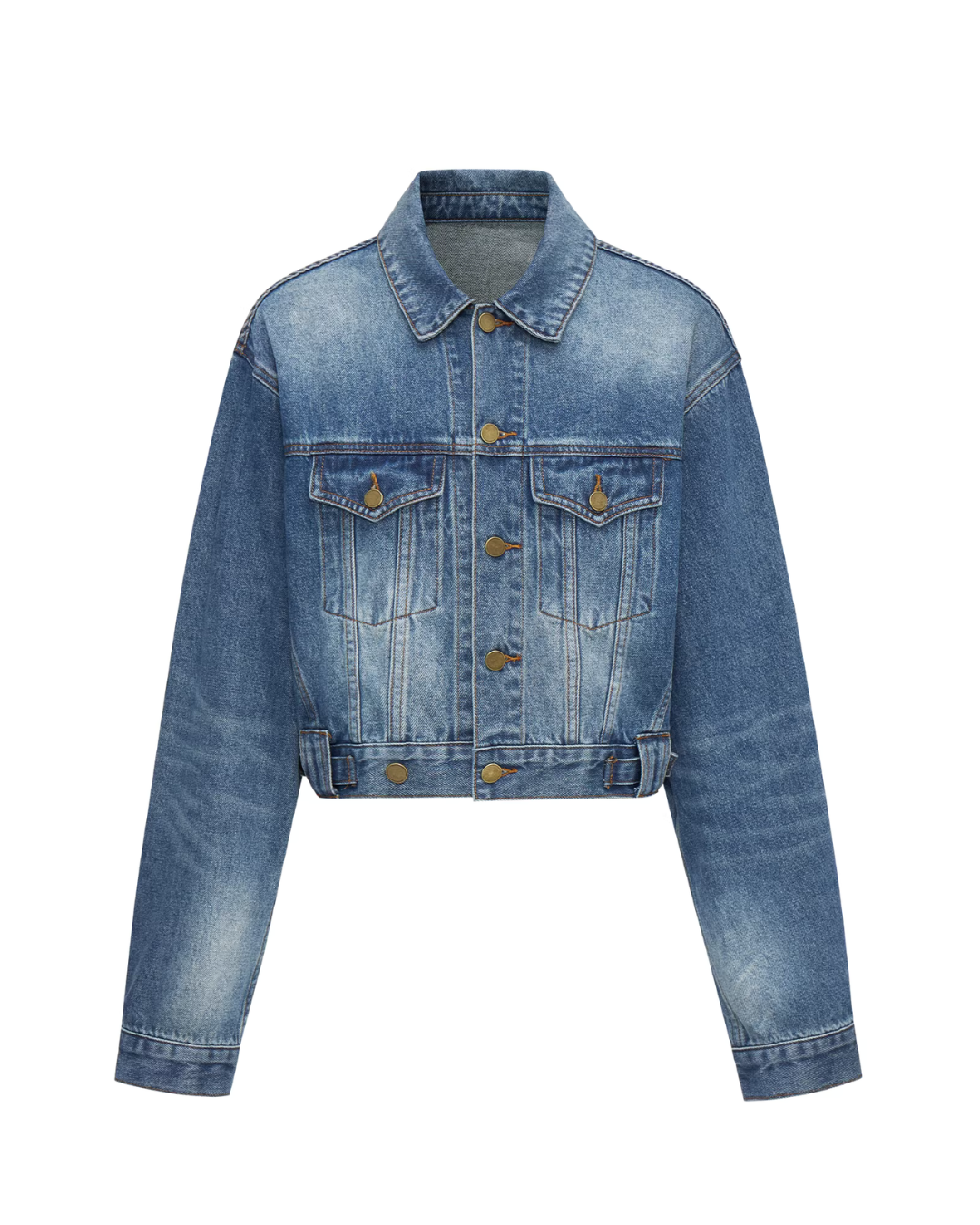 Gradient Blue Washed Denim Jacket / Slim Short Skirt IMX0004