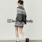 Round Neck Gray Knitted Cardigan / Mini Skirt LLA0401