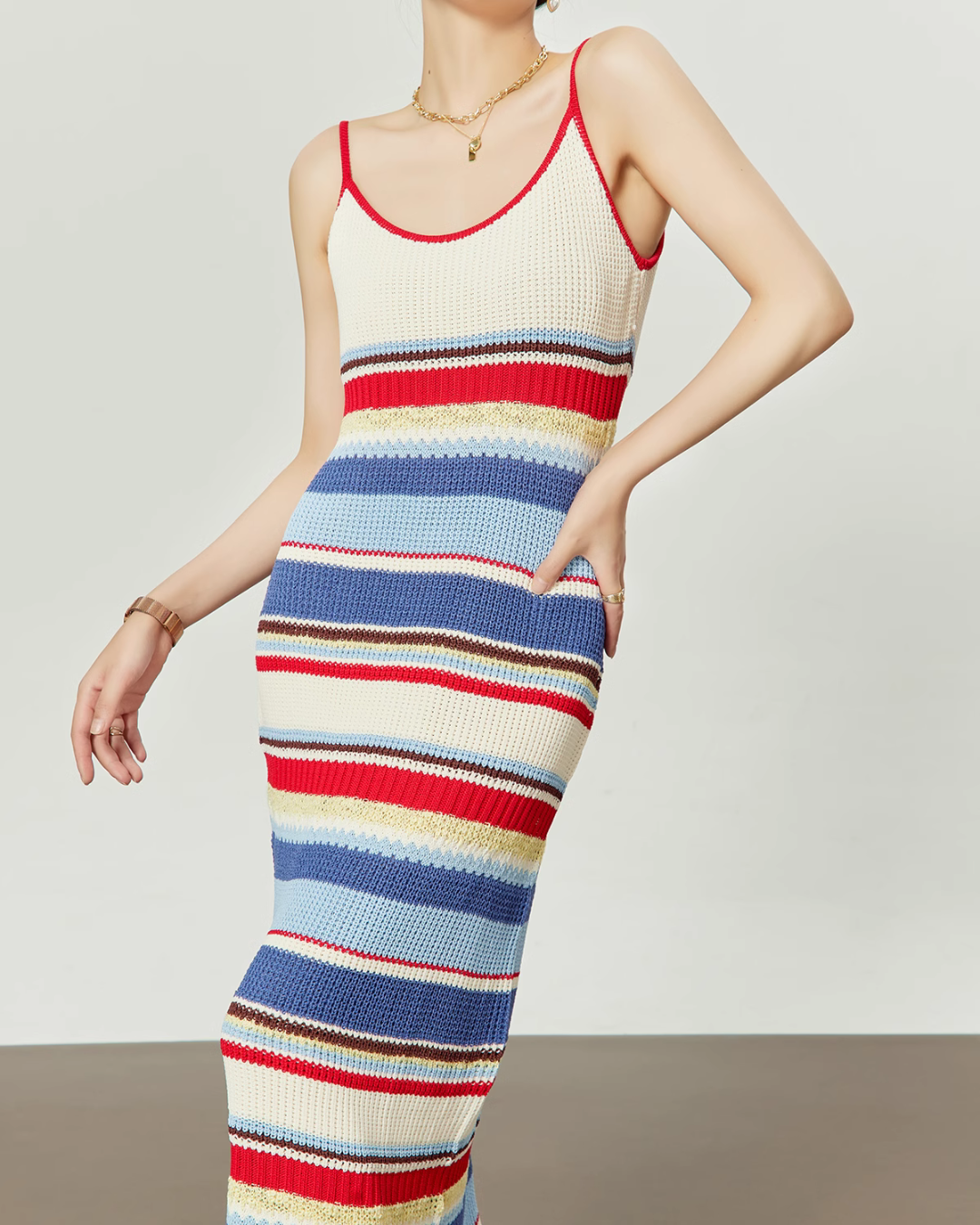 Colorful Border Cami Dress LLA0159