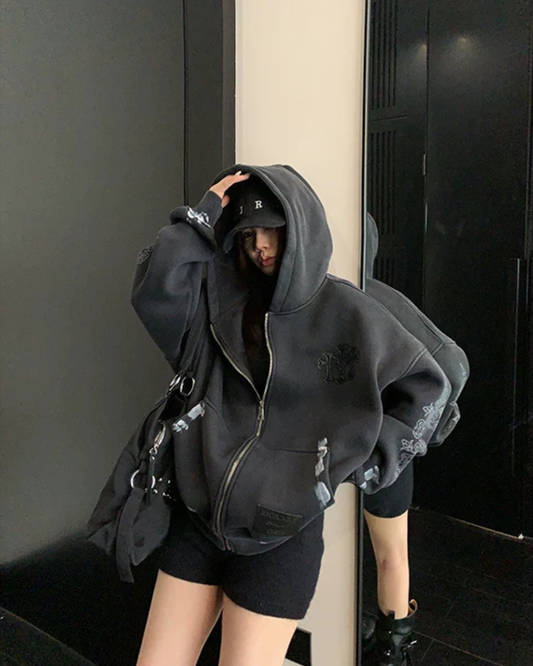 Chrome Hearts Style Zip-Up Hoodie YLS1074