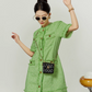 French Fringe Green Mini Dress LLA0023