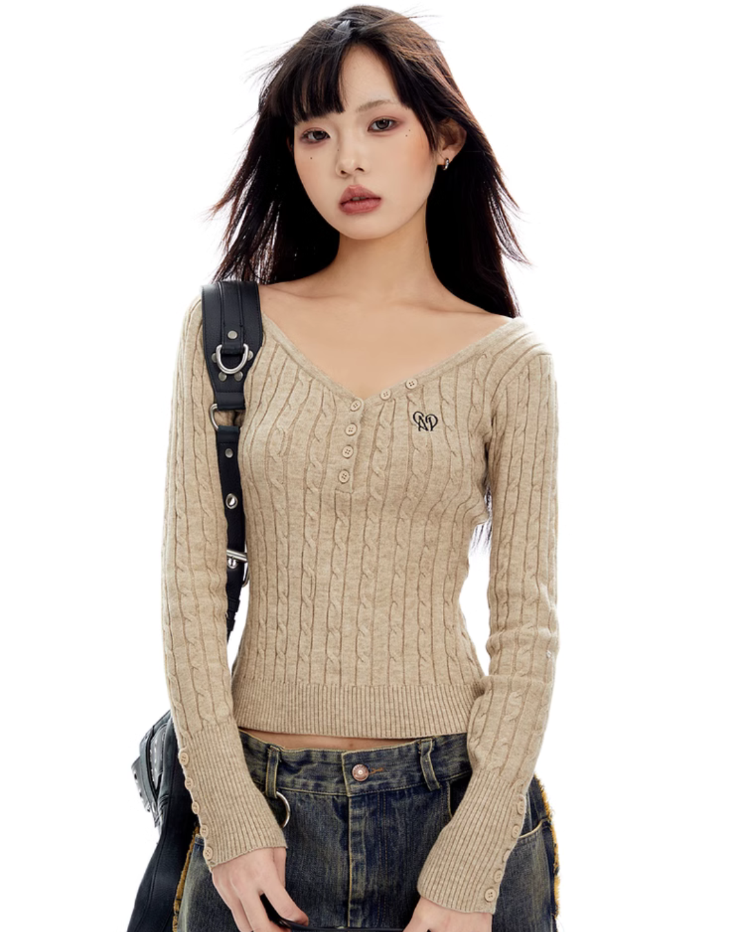 Open Neck Cable Knit APA0026