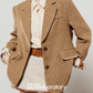 Retro Light Camel Jacket / Apricot Shirt / Mini Skirt LLA0541