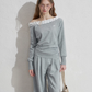 Frill Off-Shoulder Sweat Top / Wide Sweat Pants NEP0001