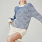 Blue Braided Round-Neck Knit FER0368