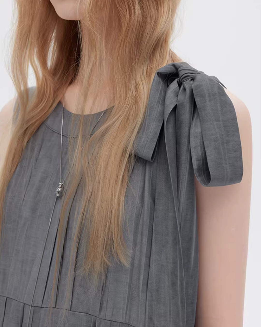 Twill Texture Switch Gather Dress SHN0043