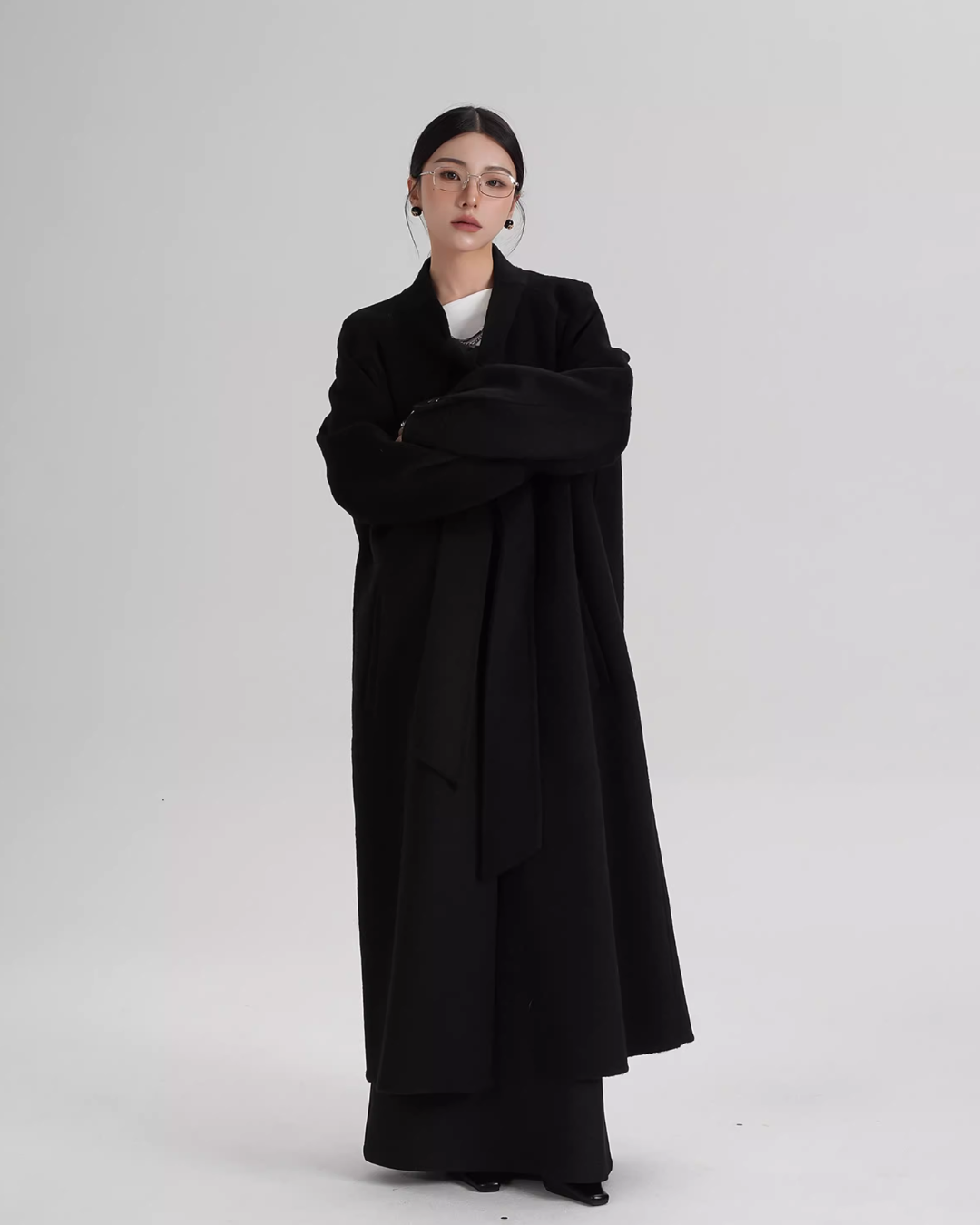 Tie Collar Long Coat SRS0384