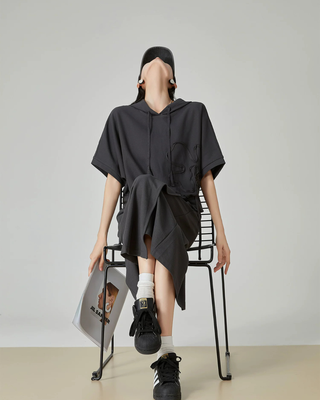 Short-Sleeve Sweatshirt Hoodie / Wrap Skirt FER0278