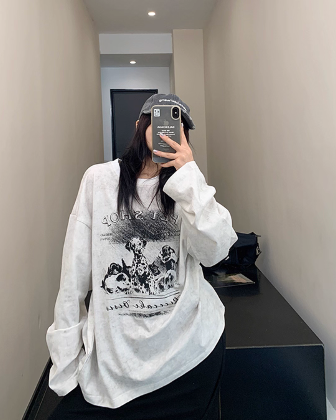 Dog Print Loose Long Sleeve T-Shirt YLS0913