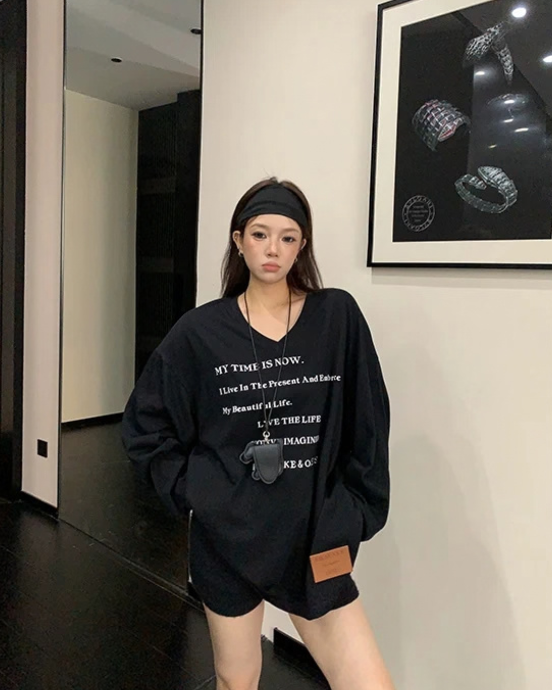 V-Neck Print Long Sleeve T-Shirt  YLS1044