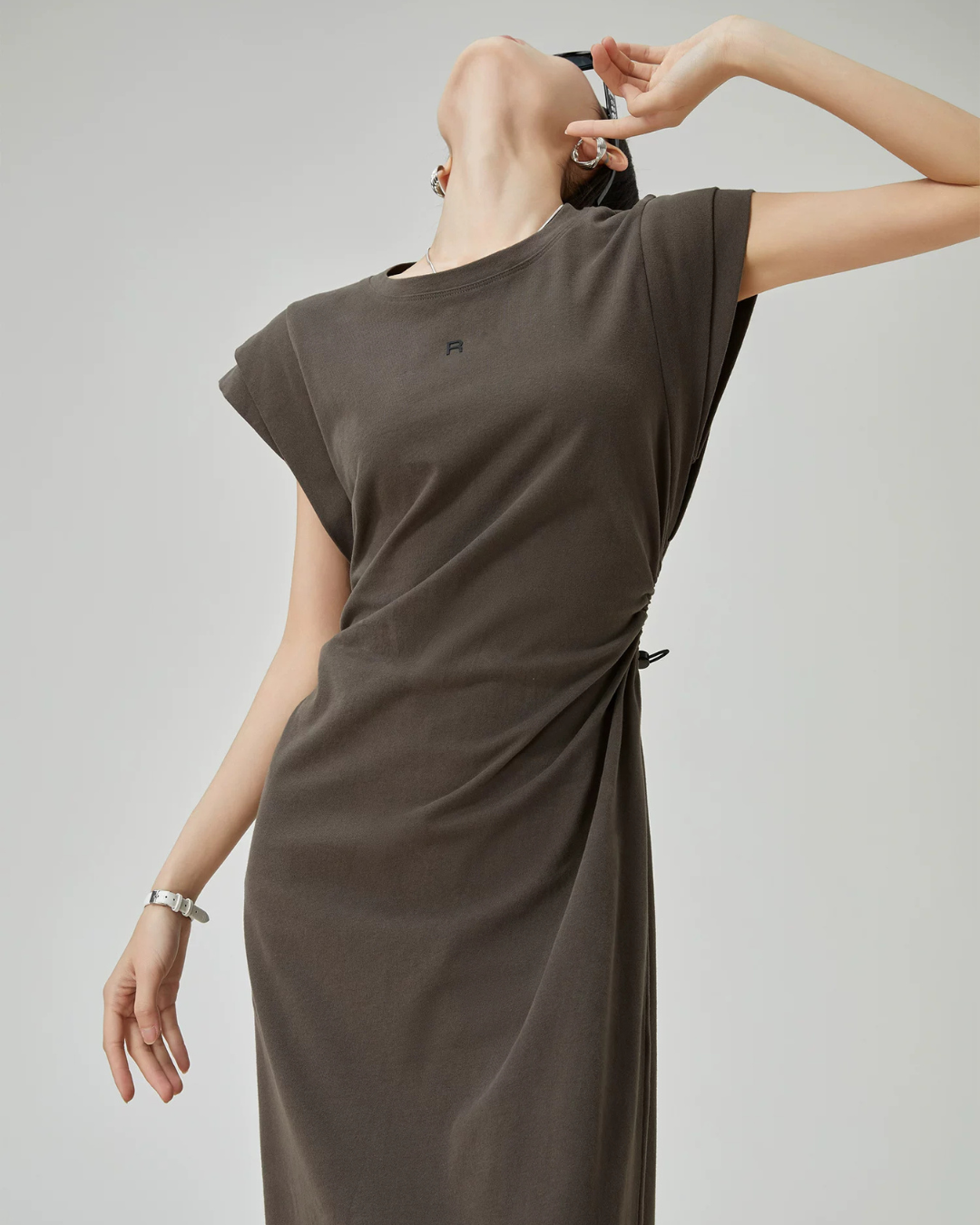 French Sleeve Cut-and-Sew Maxi Dress FER0276