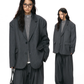 Textured Minimalist Blazer / Wide Pants VAT0018