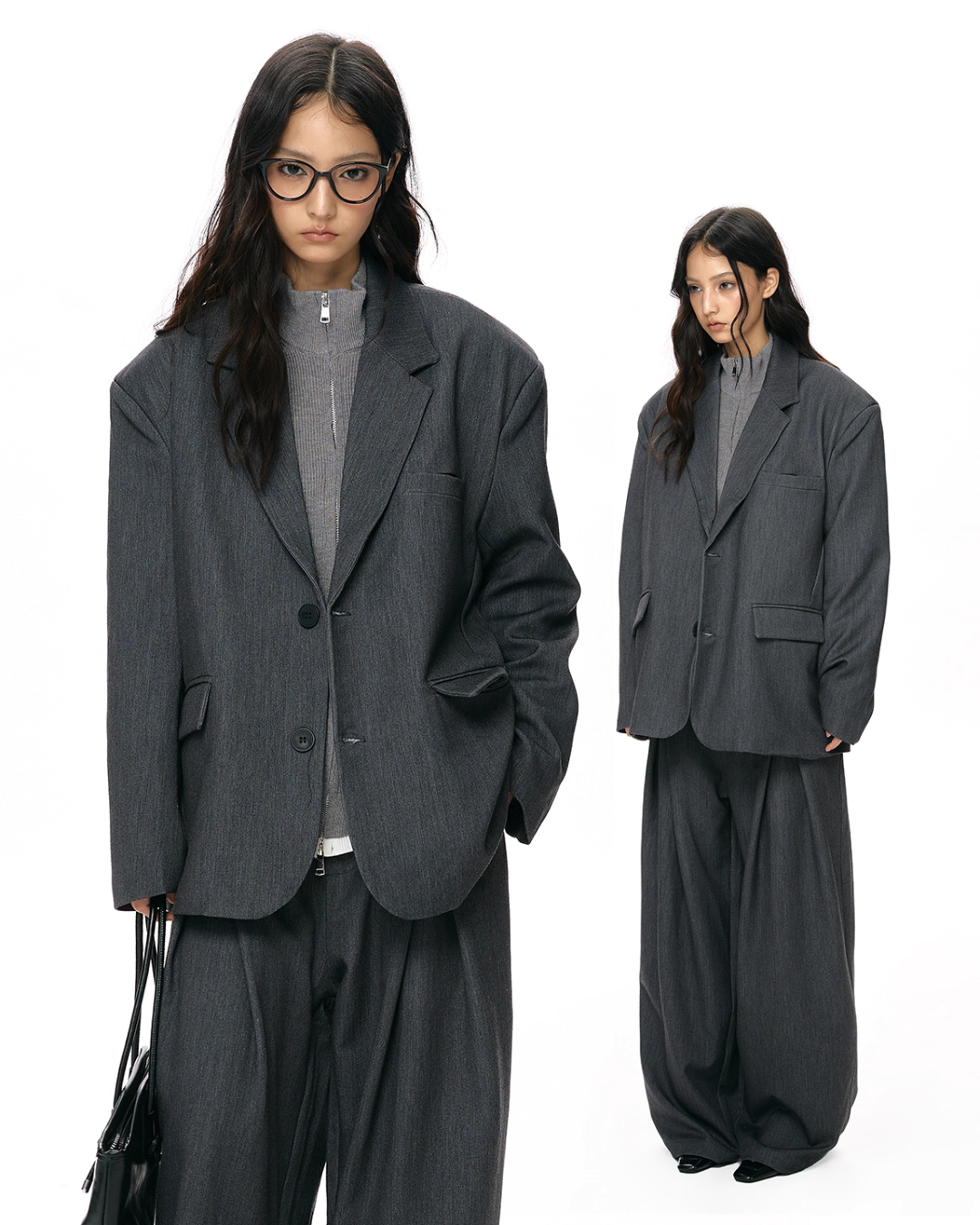 Textured Minimalist Blazer / Wide Pants VAT0018
