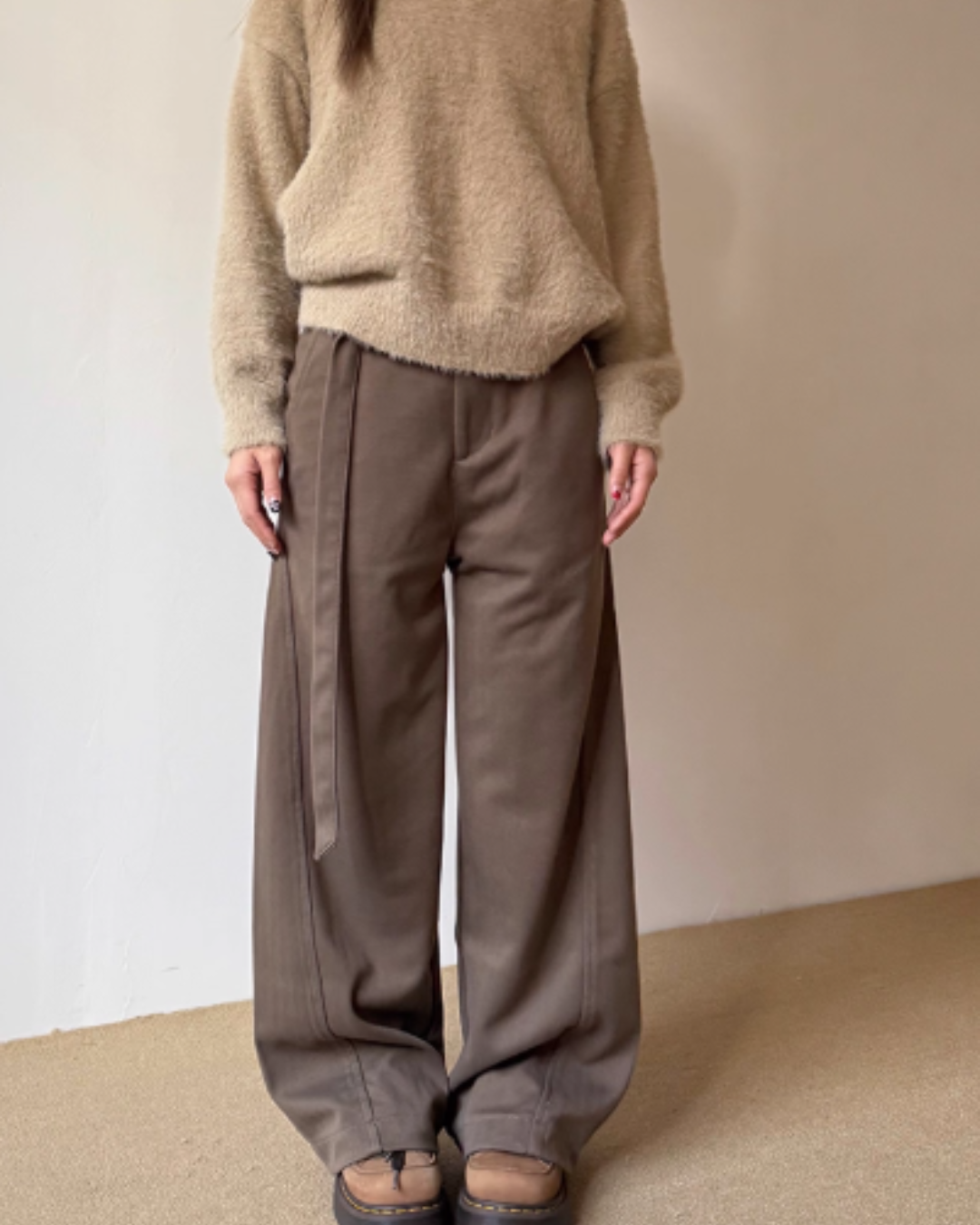 Belt Design Drapey Loose Pants CYE0068