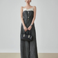Front Button Bicolor Bustier / Wide Long Pants FER0272