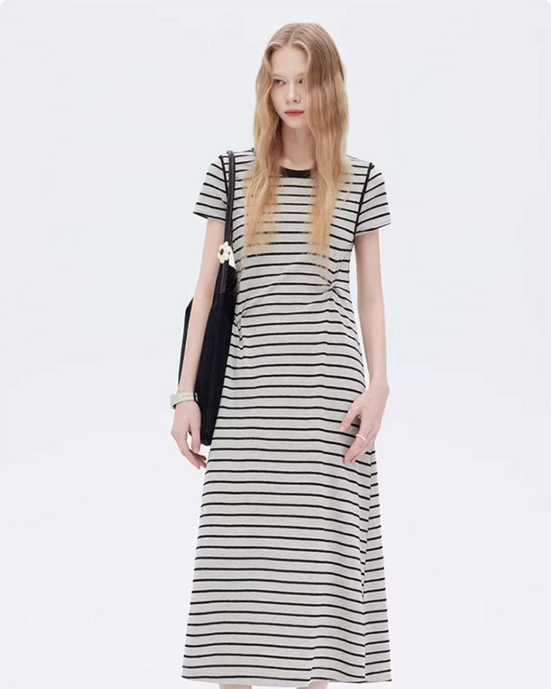 Border Slim Fit Long Dress SHN0001
