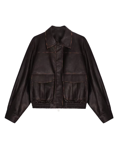 Retro Brown Leather Jacket DEP0003