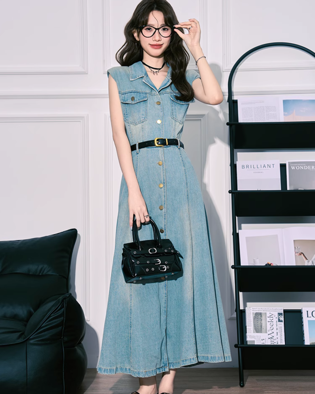 Retro Denim Sleeveless Dress MNX0001