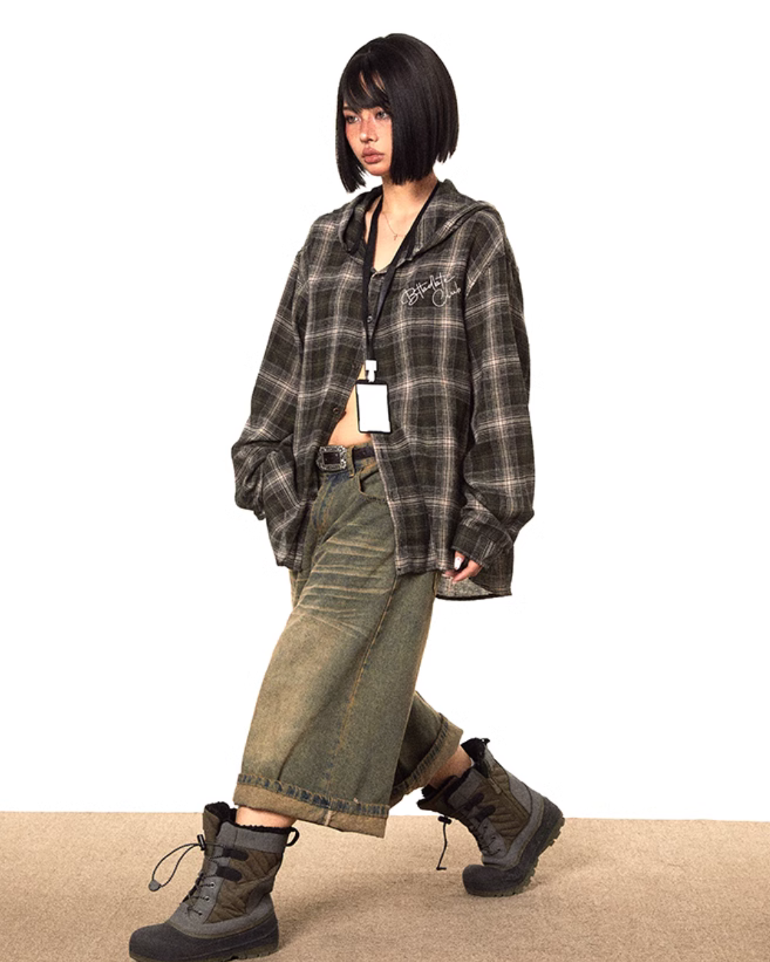 Plaid Hood Shirt Jacket  BLB0028