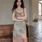Marble Pattern Camisole Long Dress SMS0013