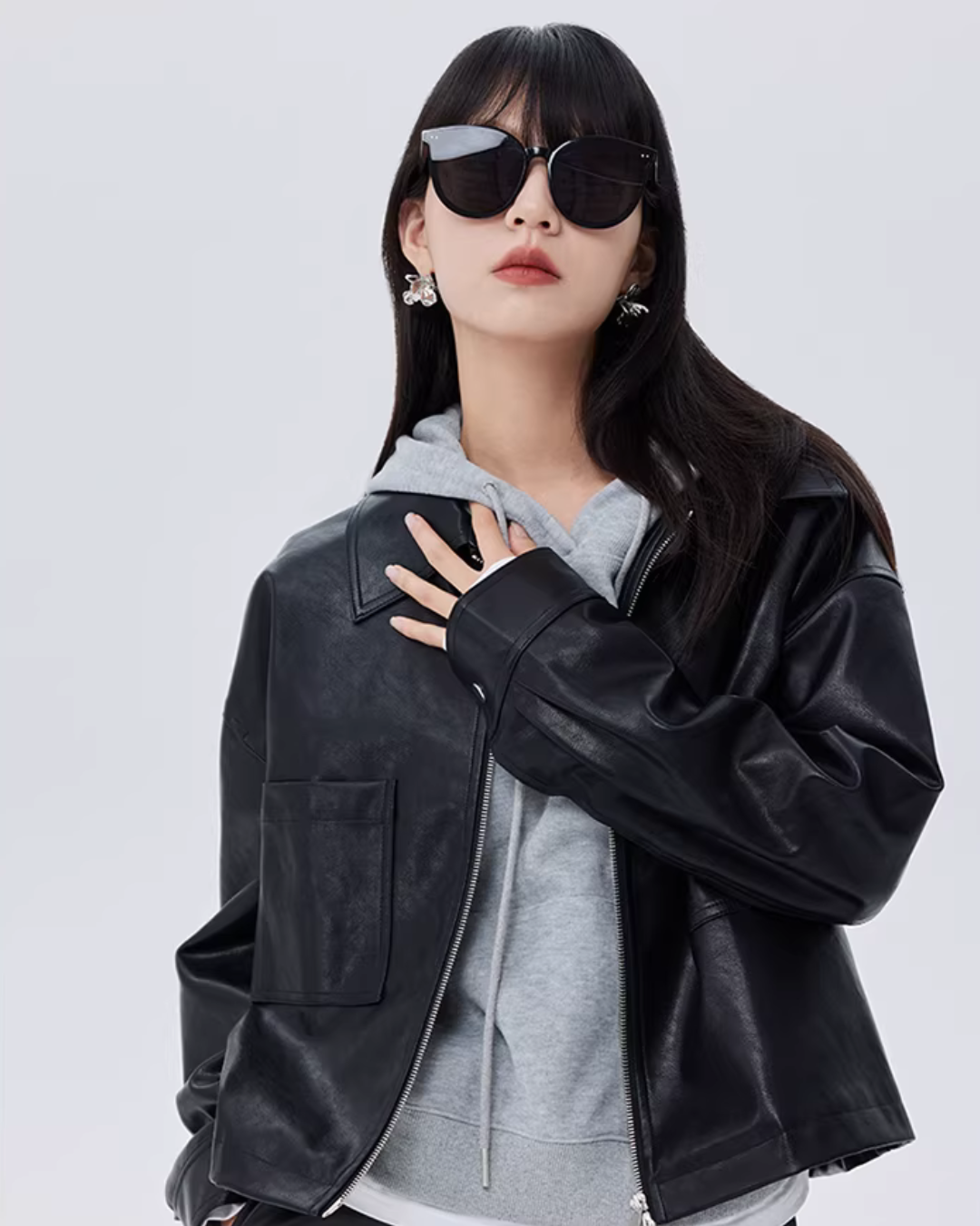 Drop Shoulder Leather Jacket SHN0020