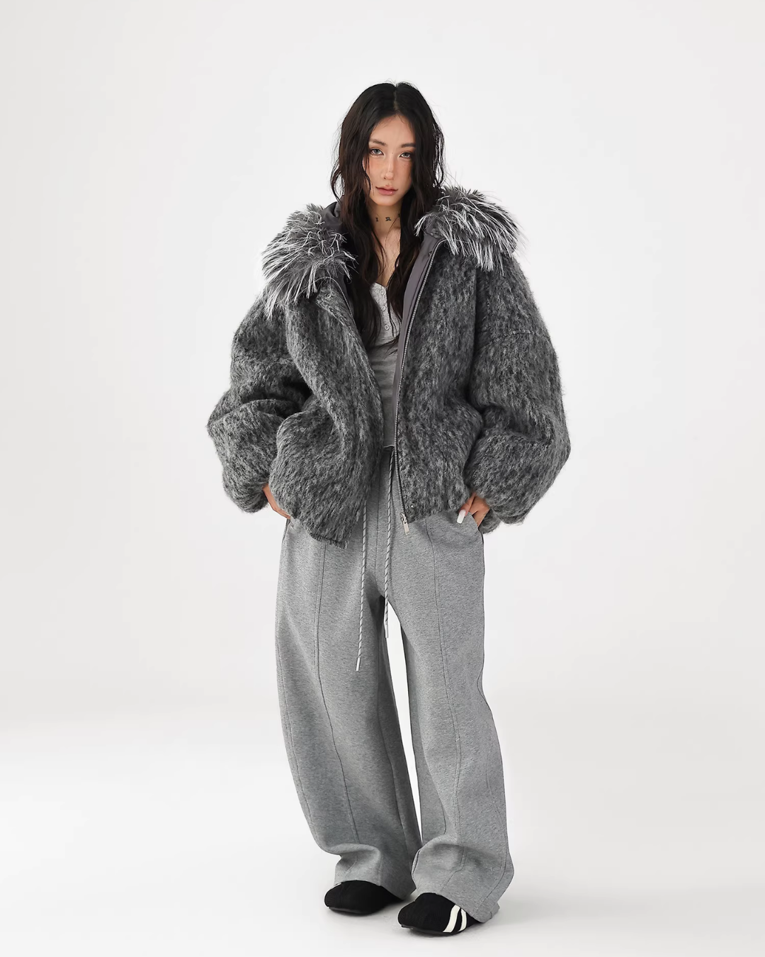 Fur Hood Knit Jacket ACS0357