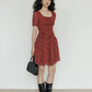 Square Neck Flower Mini Dress VAS0195