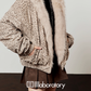 Leopard Fur Hood Jacket / Pleated Mini Skirt LLA0574