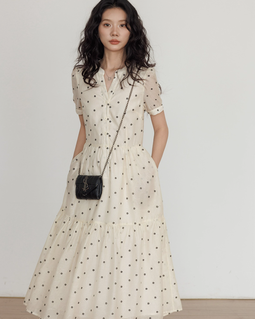 Floral Pattern Flare Long Dress VAS0134