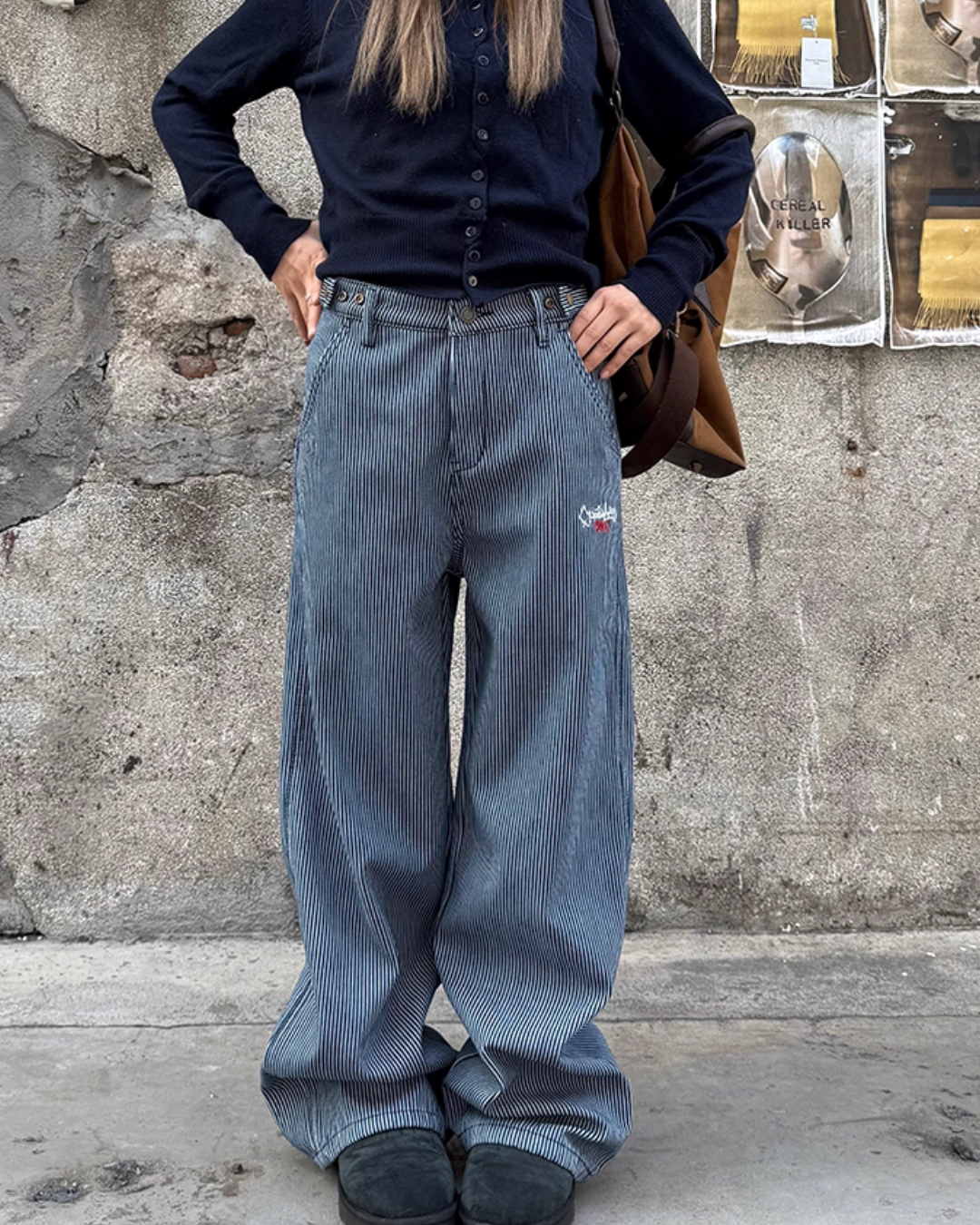 Embroidered Casual Stripe Jeans CYE0026