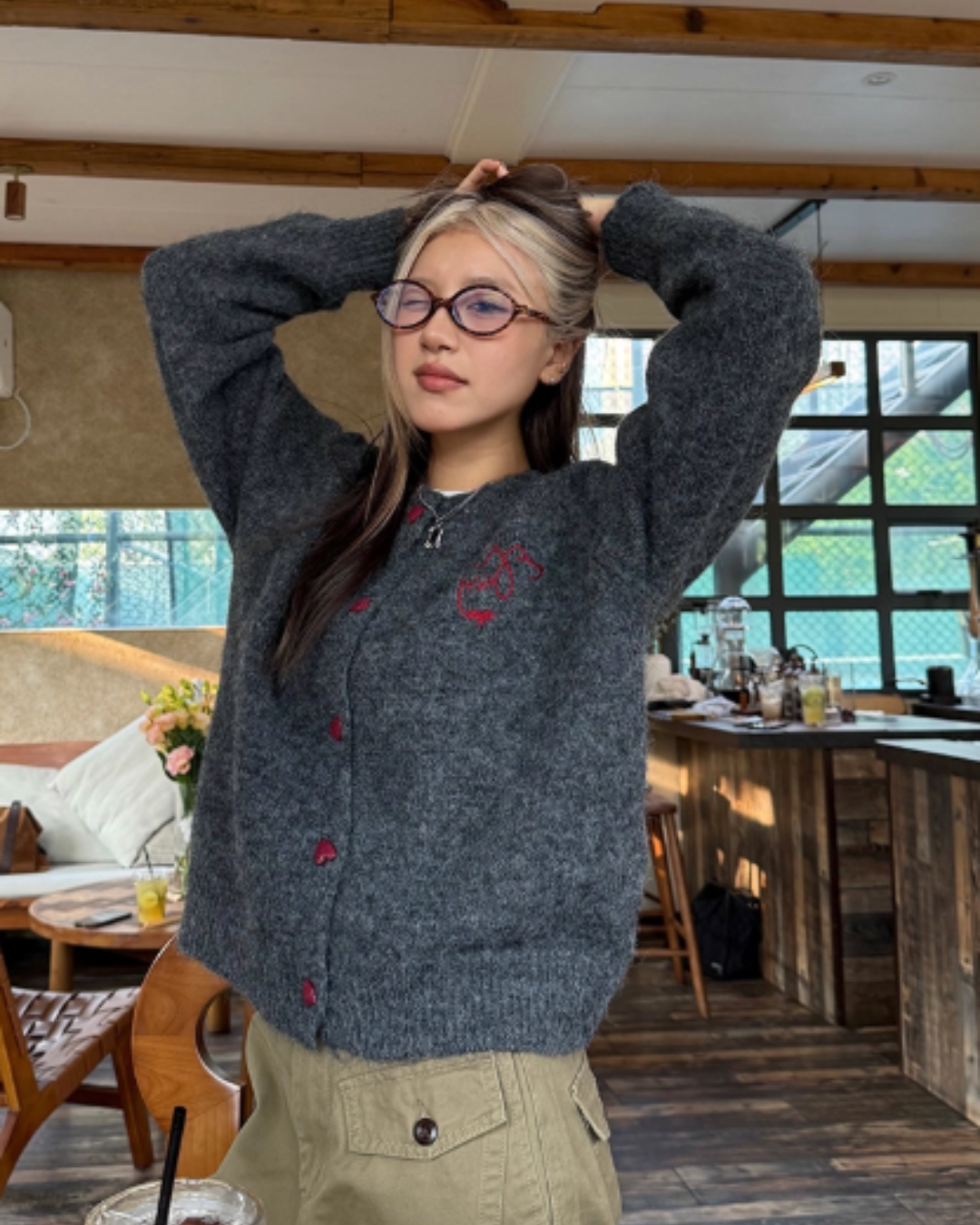 Heart Button Knit Cardigan CYE0002