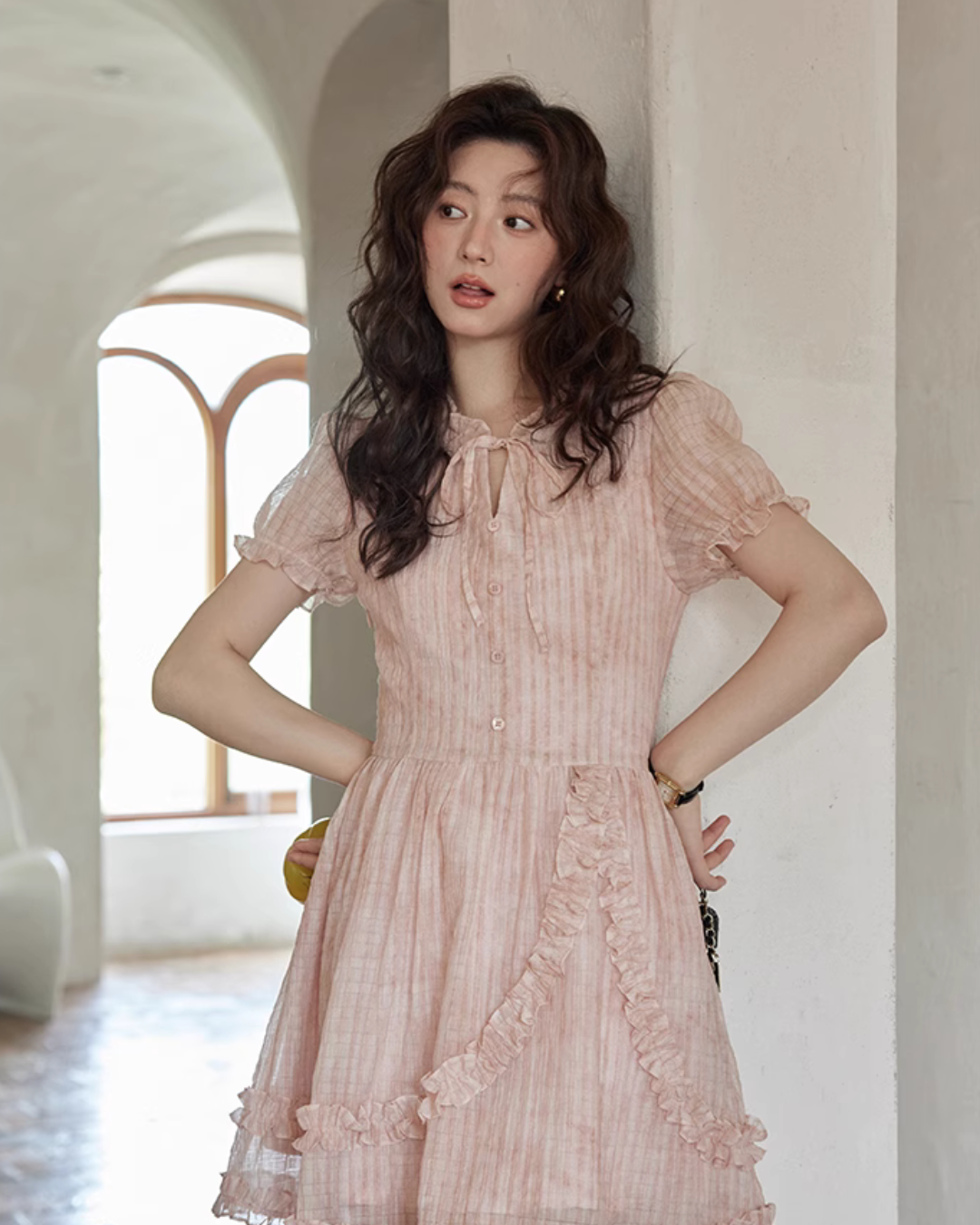 Pastel Pink Frill Dress SMS0010