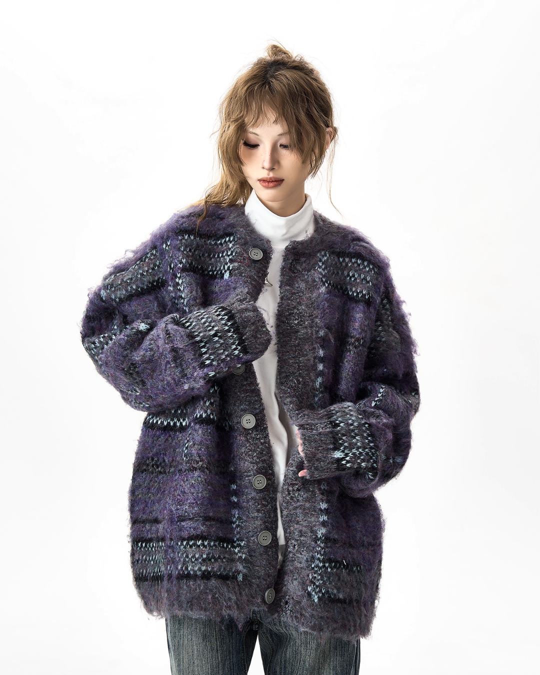 Multi Border Knit Cardigan HGX0037