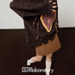 Strawberry Round Neck Knit Top / Brown Mini Skirt LLA0618