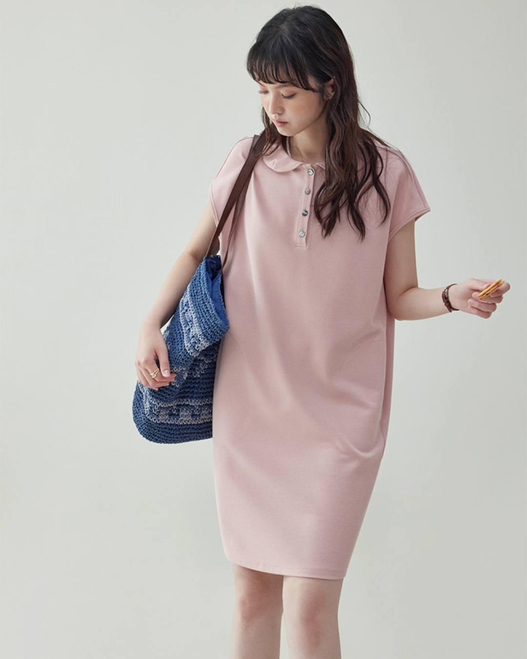 Round Collar Pastel Pink Dress AMU0026