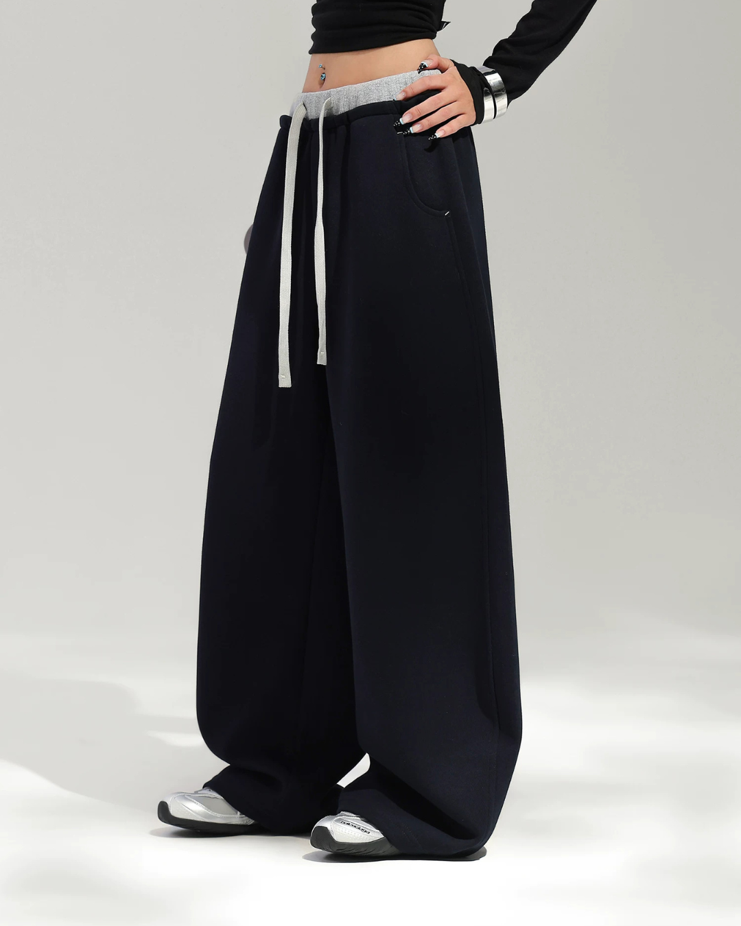 Layered Design Wide Sweatpants ACS0391