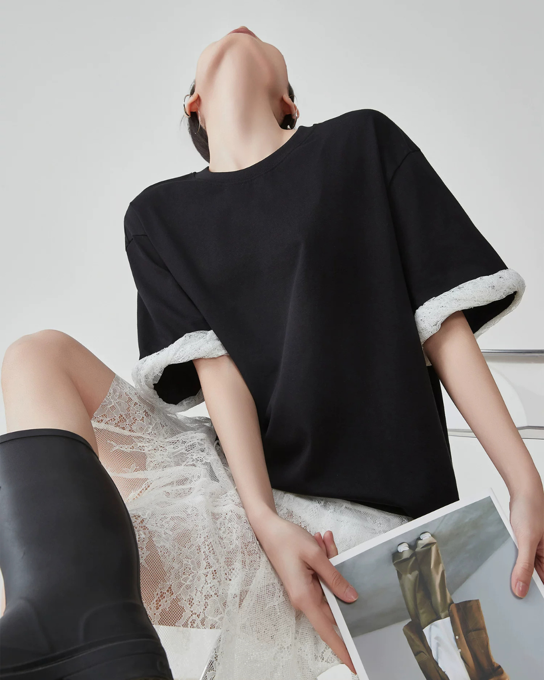 Sleeve Frill Color-Block Pullover FER0160