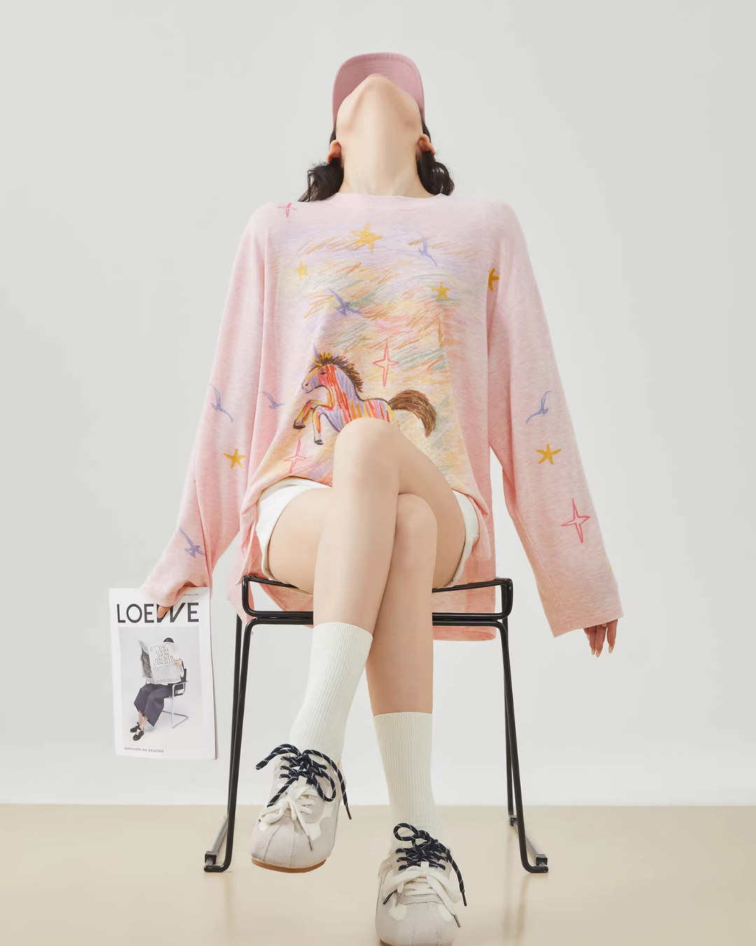 Pony Print Long-Sleeve T-Shirt FER0035