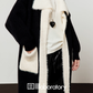 Two-Tone Long Cardigan / Leather Long Pants LLA0576