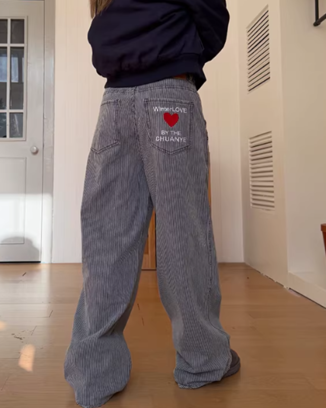 Pinstripe Wide Denim Pants CYE0100