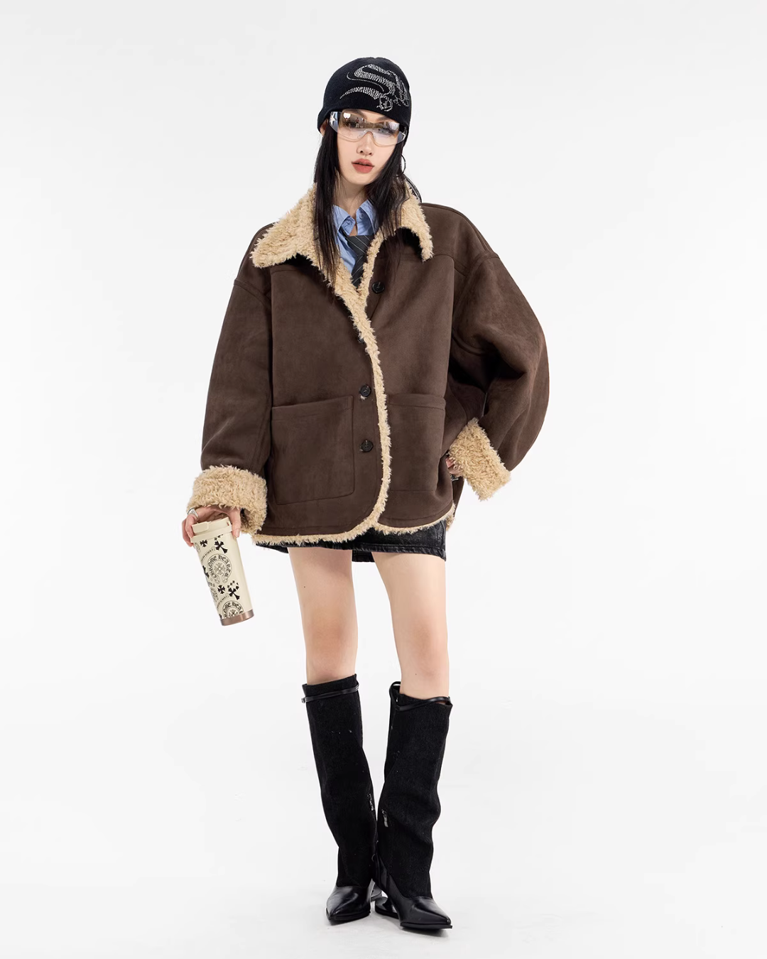 Stand Collar Mouton Coat ICM0106